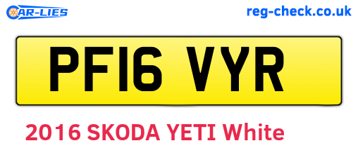 PF16VYR are the vehicle registration plates.