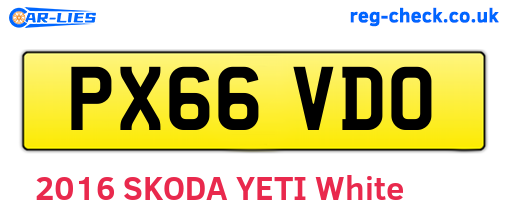 PX66VDO are the vehicle registration plates.
