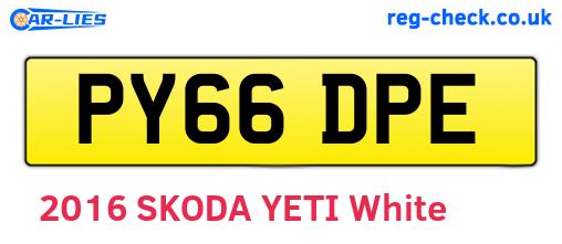 PY66DPE are the vehicle registration plates.