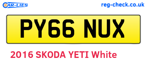 PY66NUX are the vehicle registration plates.
