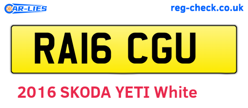 RA16CGU are the vehicle registration plates.