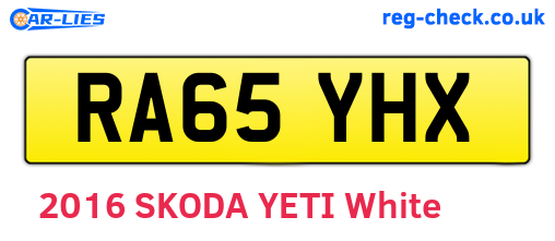 RA65YHX are the vehicle registration plates.
