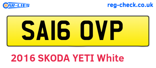 SA16OVP are the vehicle registration plates.