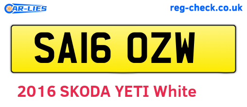 SA16OZW are the vehicle registration plates.