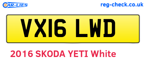 VX16LWD are the vehicle registration plates.
