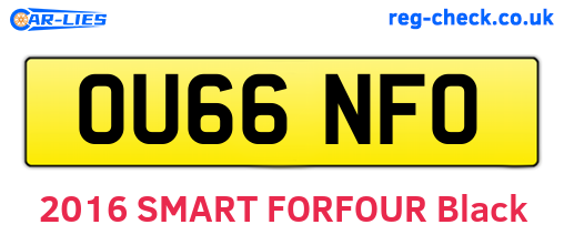 OU66NFO are the vehicle registration plates.