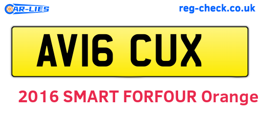 AV16CUX are the vehicle registration plates.