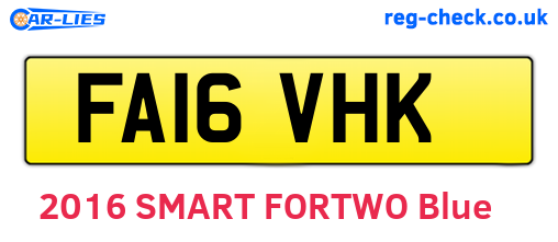 FA16VHK are the vehicle registration plates.