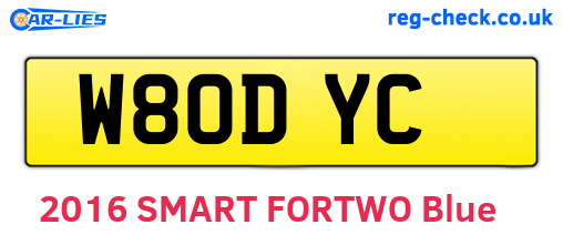W80DYC are the vehicle registration plates.