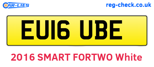 EU16UBE are the vehicle registration plates.