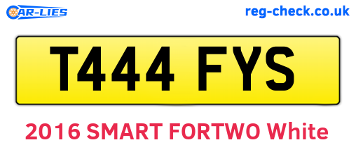 T444FYS are the vehicle registration plates.