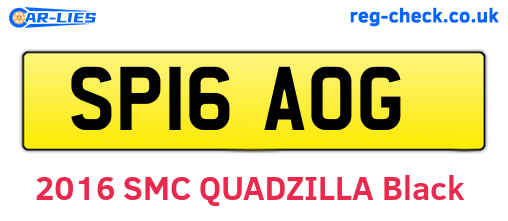 SP16AOG are the vehicle registration plates.