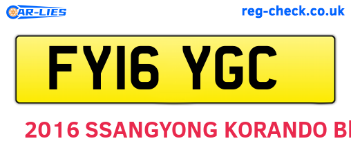FY16YGC are the vehicle registration plates.