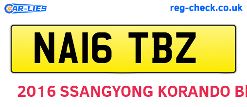 NA16TBZ are the vehicle registration plates.