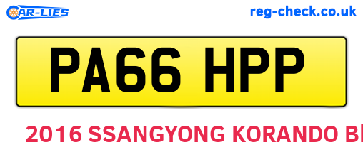 PA66HPP are the vehicle registration plates.