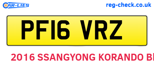 PF16VRZ are the vehicle registration plates.