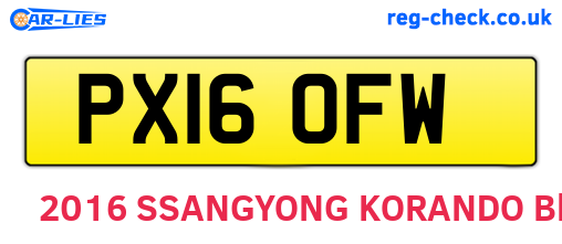 PX16OFW are the vehicle registration plates.