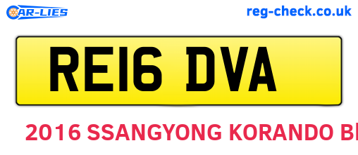 RE16DVA are the vehicle registration plates.