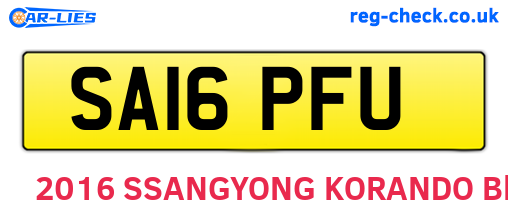 SA16PFU are the vehicle registration plates.