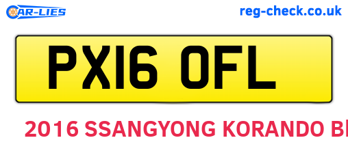 PX16OFL are the vehicle registration plates.
