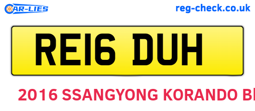 RE16DUH are the vehicle registration plates.