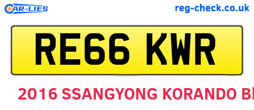 RE66KWR are the vehicle registration plates.