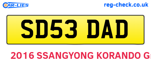 SD53DAD are the vehicle registration plates.