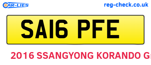 SA16PFE are the vehicle registration plates.