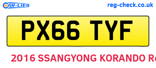 PX66TYF are the vehicle registration plates.