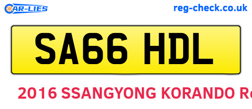 SA66HDL are the vehicle registration plates.