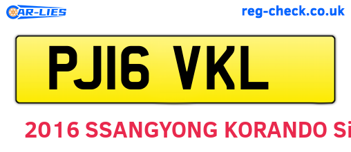 PJ16VKL are the vehicle registration plates.