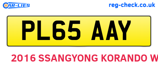 PL65AAY are the vehicle registration plates.