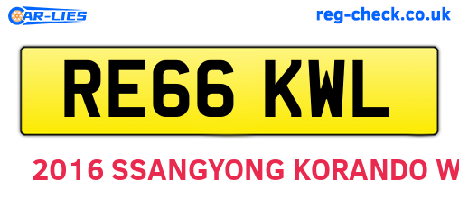 RE66KWL are the vehicle registration plates.