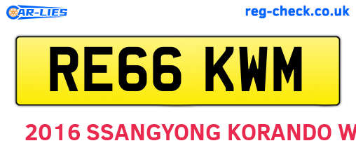RE66KWM are the vehicle registration plates.