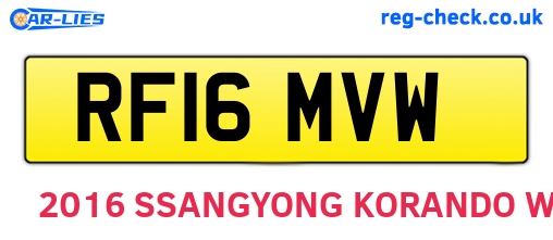 RF16MVW are the vehicle registration plates.