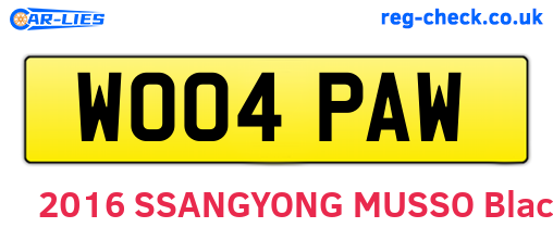 WO04PAW are the vehicle registration plates.