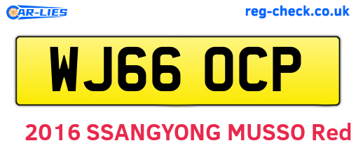 WJ66OCP are the vehicle registration plates.