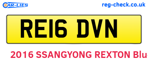 RE16DVN are the vehicle registration plates.