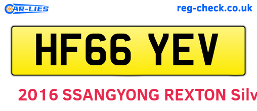HF66YEV are the vehicle registration plates.