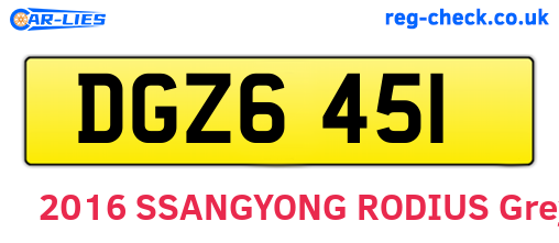DGZ6451 are the vehicle registration plates.