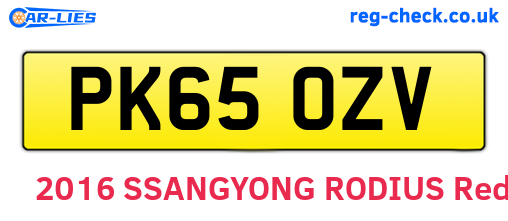 PK65OZV are the vehicle registration plates.