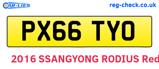 PX66TYO are the vehicle registration plates.