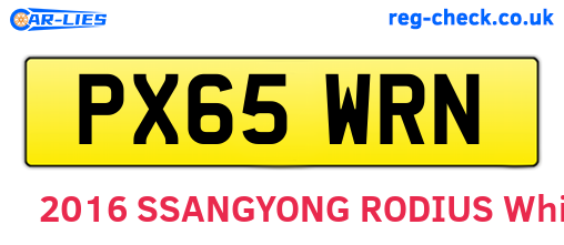 PX65WRN are the vehicle registration plates.