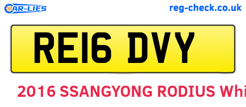 RE16DVY are the vehicle registration plates.