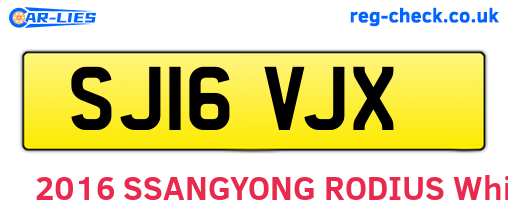 SJ16VJX are the vehicle registration plates.