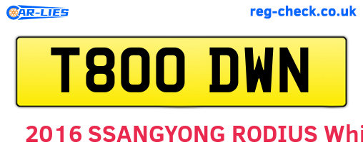 T800DWN are the vehicle registration plates.