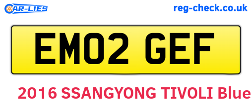 EM02GEF are the vehicle registration plates.