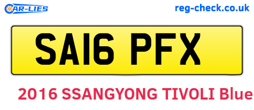 SA16PFX are the vehicle registration plates.