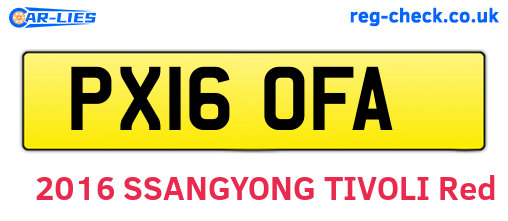 PX16OFA are the vehicle registration plates.