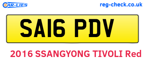 SA16PDV are the vehicle registration plates.